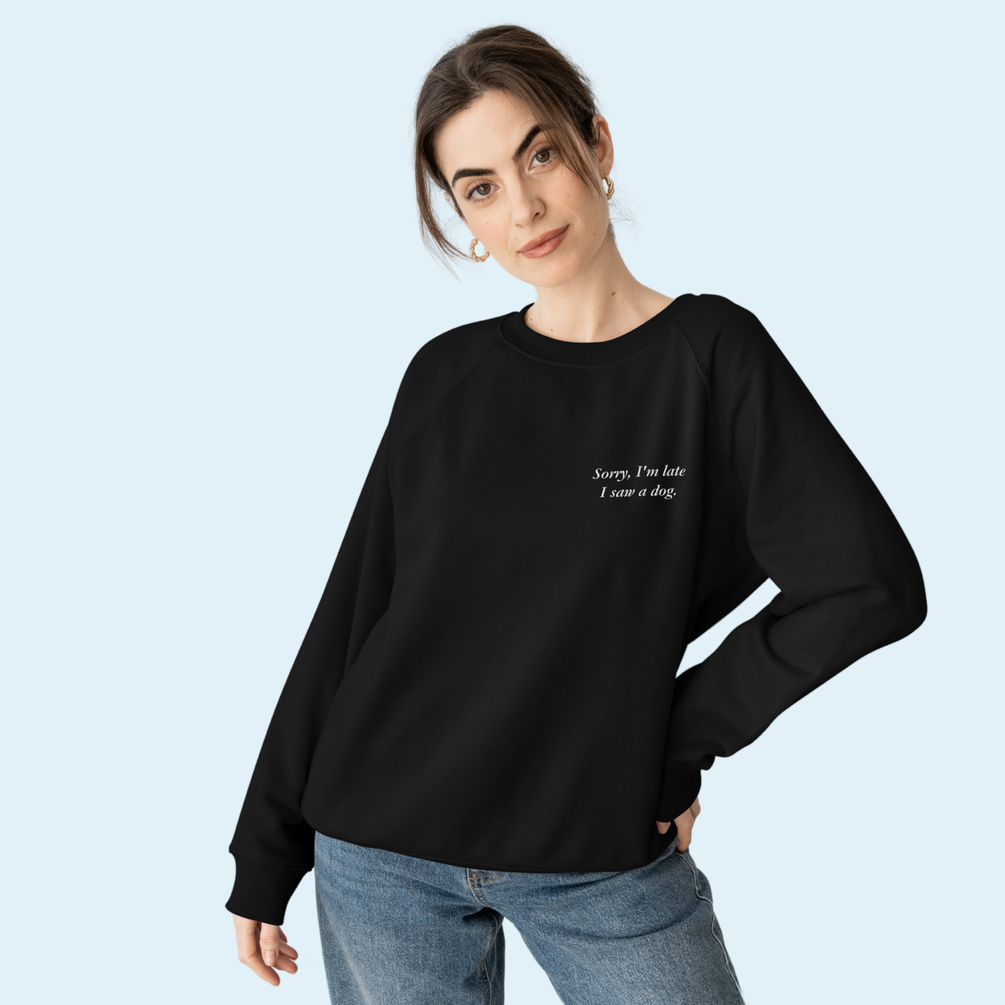 'Sorry, I'm Late I Saw A Dog' Embroidered Sweatshirt