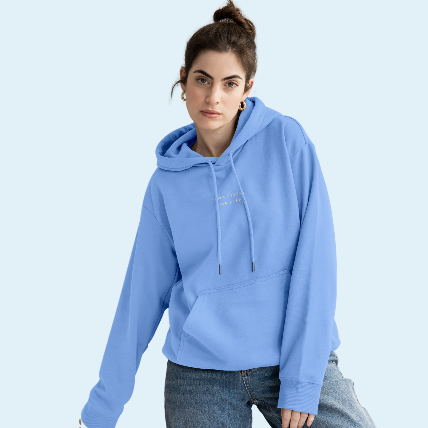'Sorry, I'm Late I Saw A Dog' Embroidered Hoodie