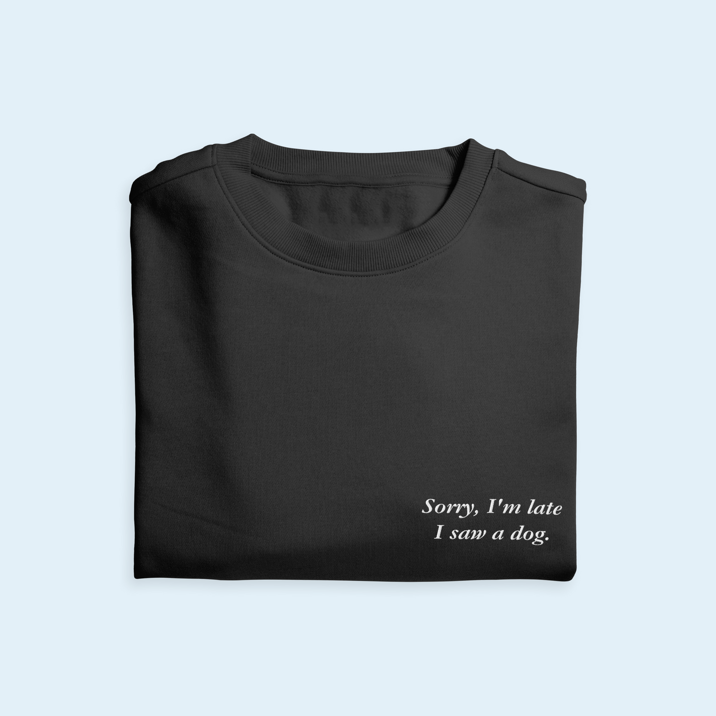 'Sorry, I'm Late I Saw A Dog' Embroidered Sweatshirt