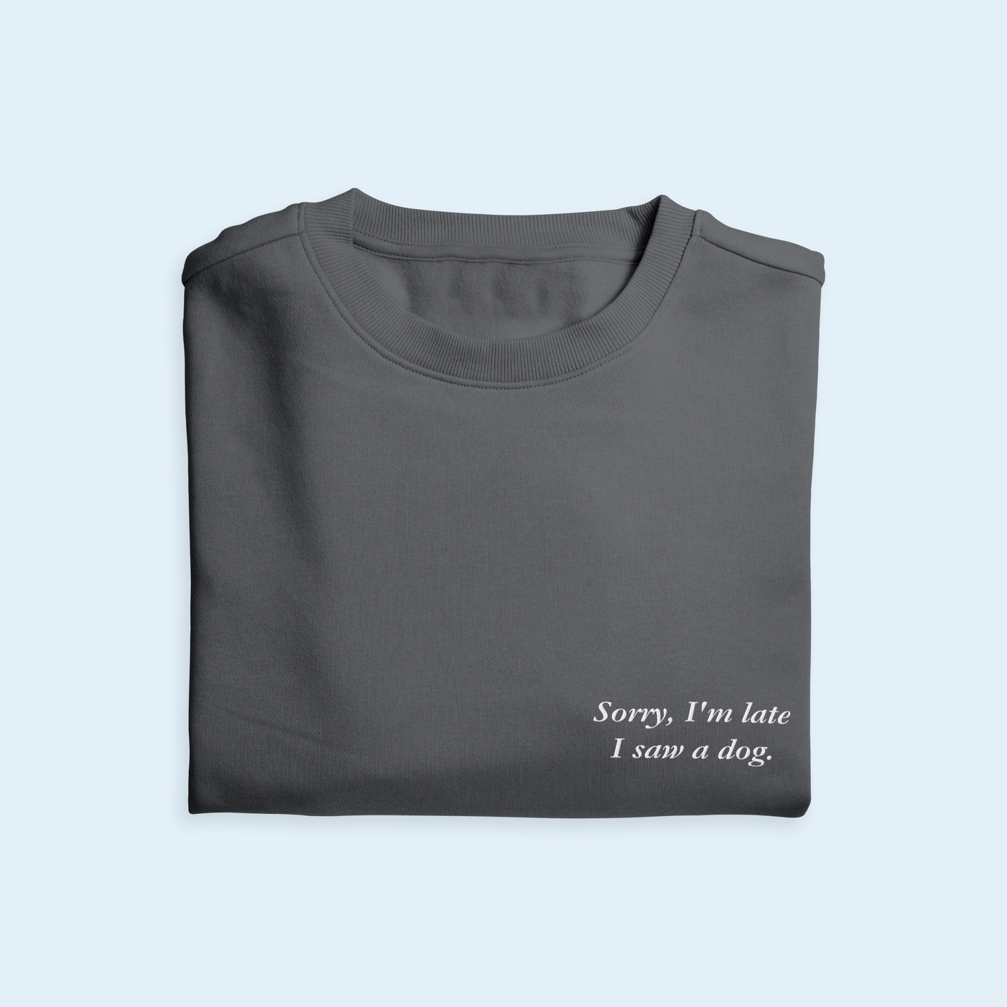 'Sorry, I'm Late I Saw A Dog' Embroidered Sweatshirt