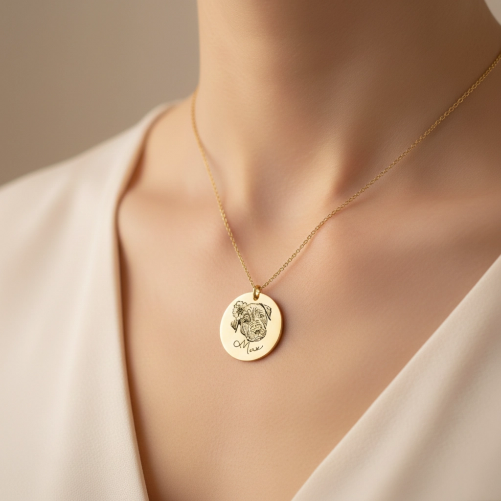 Engraved Pet Portrait Necklace