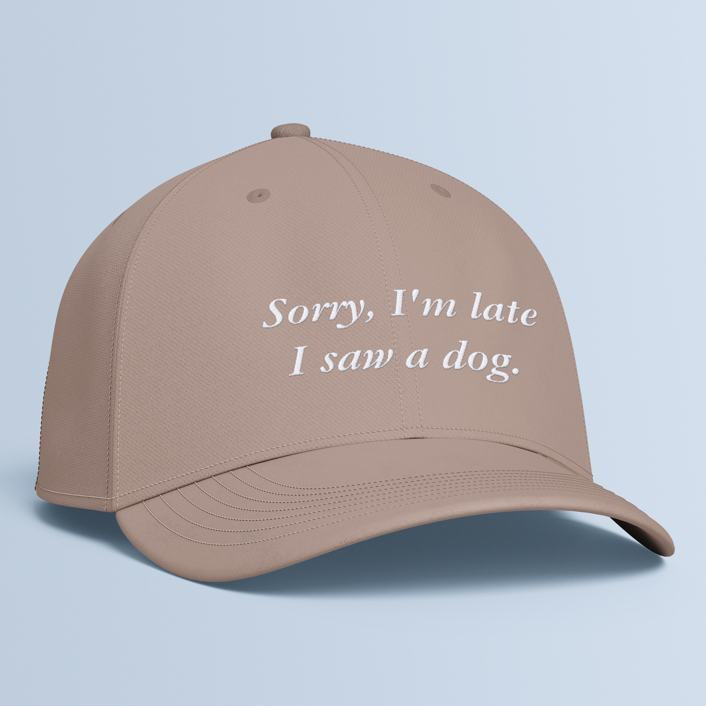 'Sorry, I'm Late I Saw A Dog' Embroidered Cap