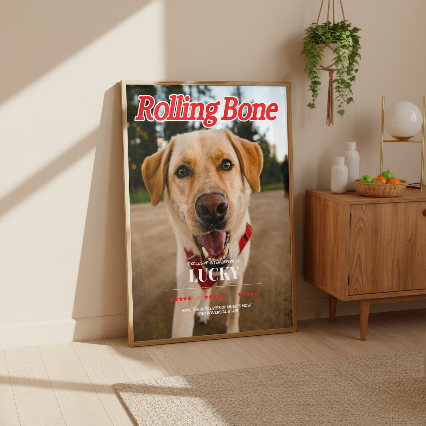 Framed pet magazine cover