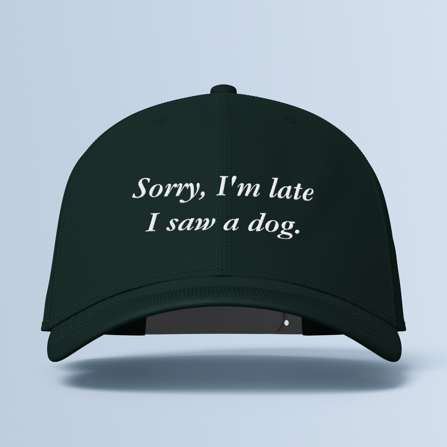 'Sorry, I'm Late I Saw A Dog' Embroidered Cap