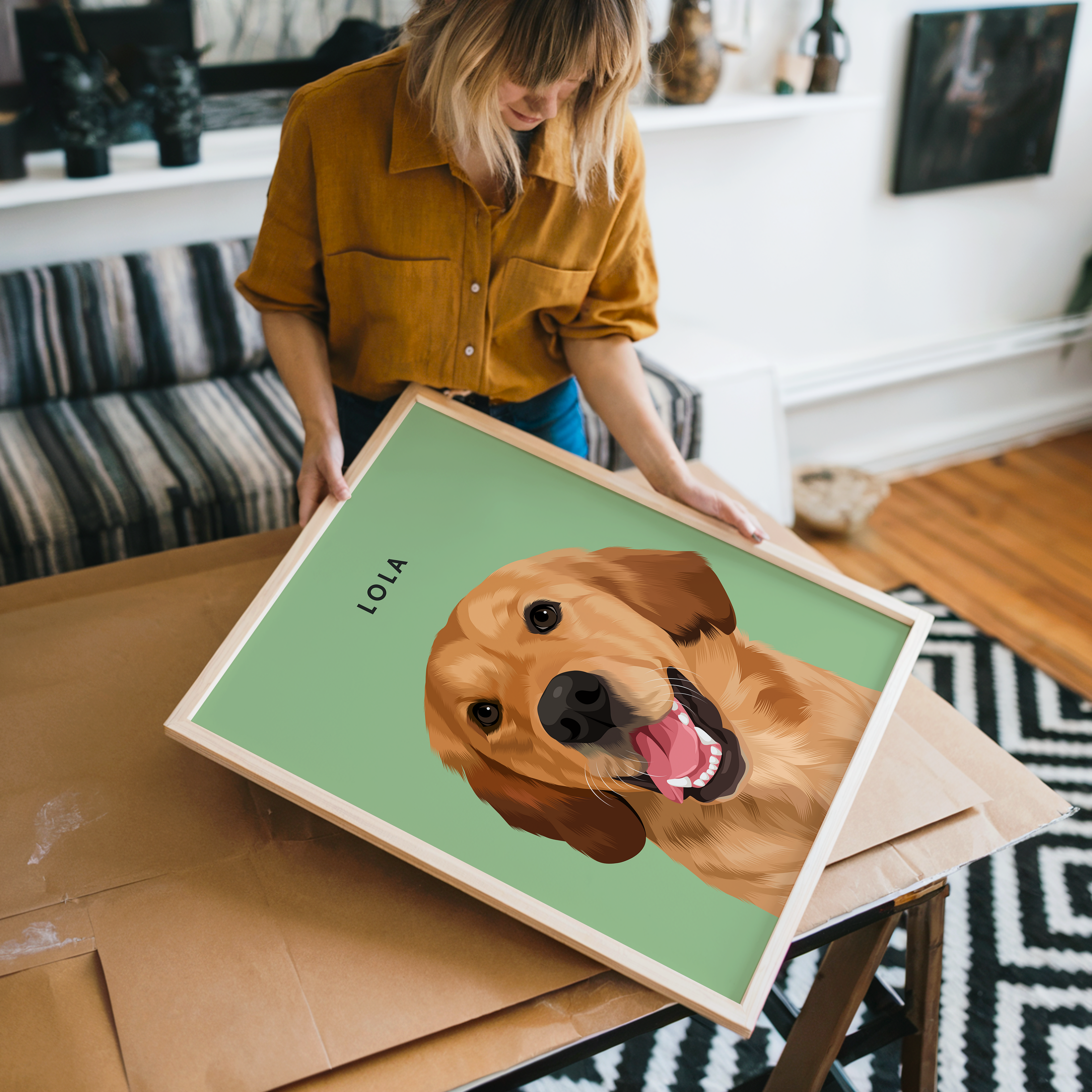 Modern Hand-Drawn Pet Portrait