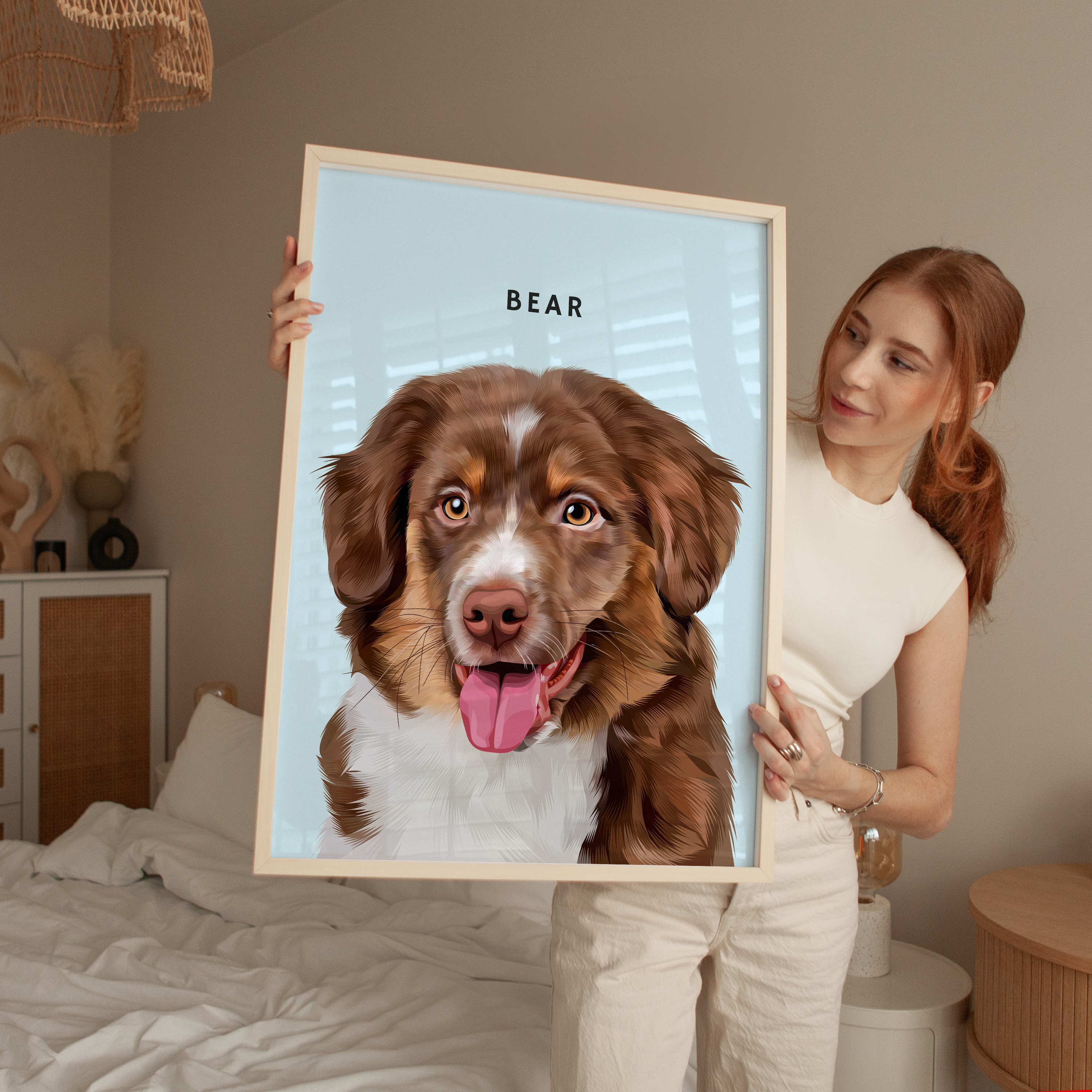 Modern Hand-Drawn Pet Portrait