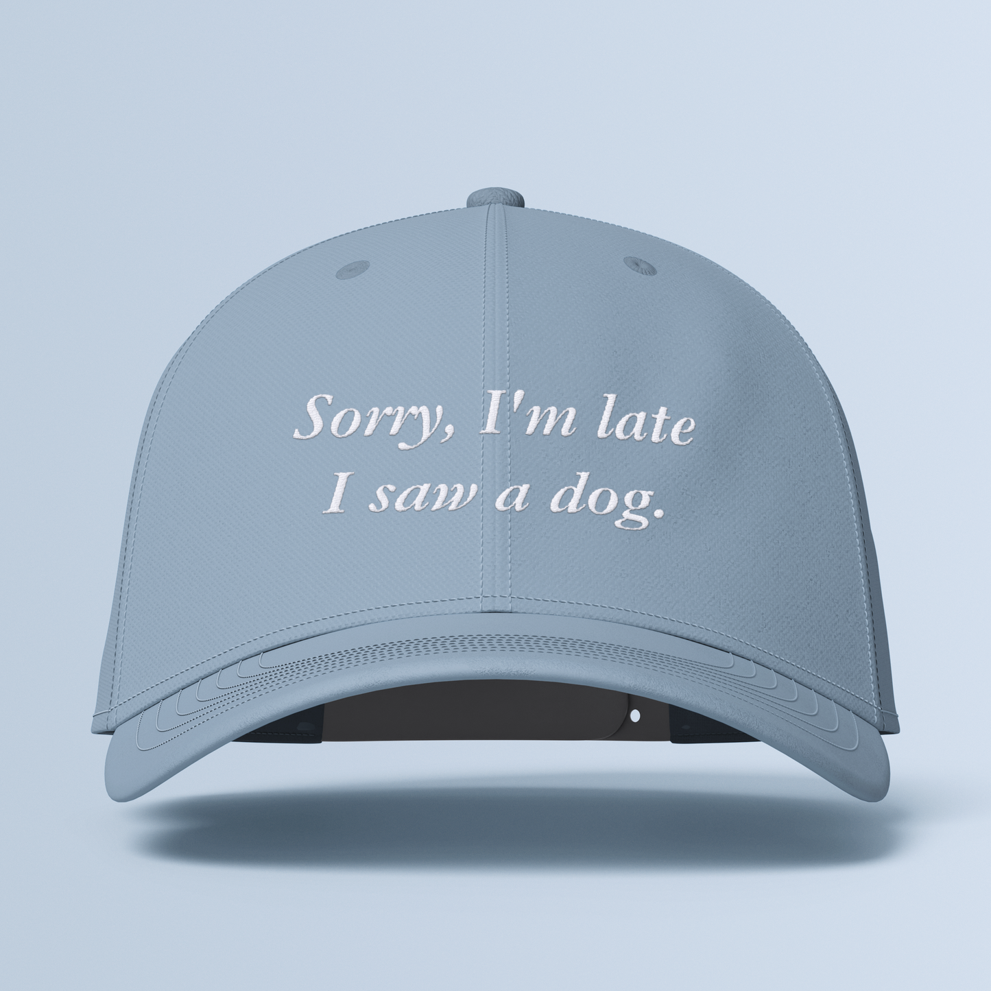 'Sorry, I'm Late I Saw A Dog' Embroidered Cap