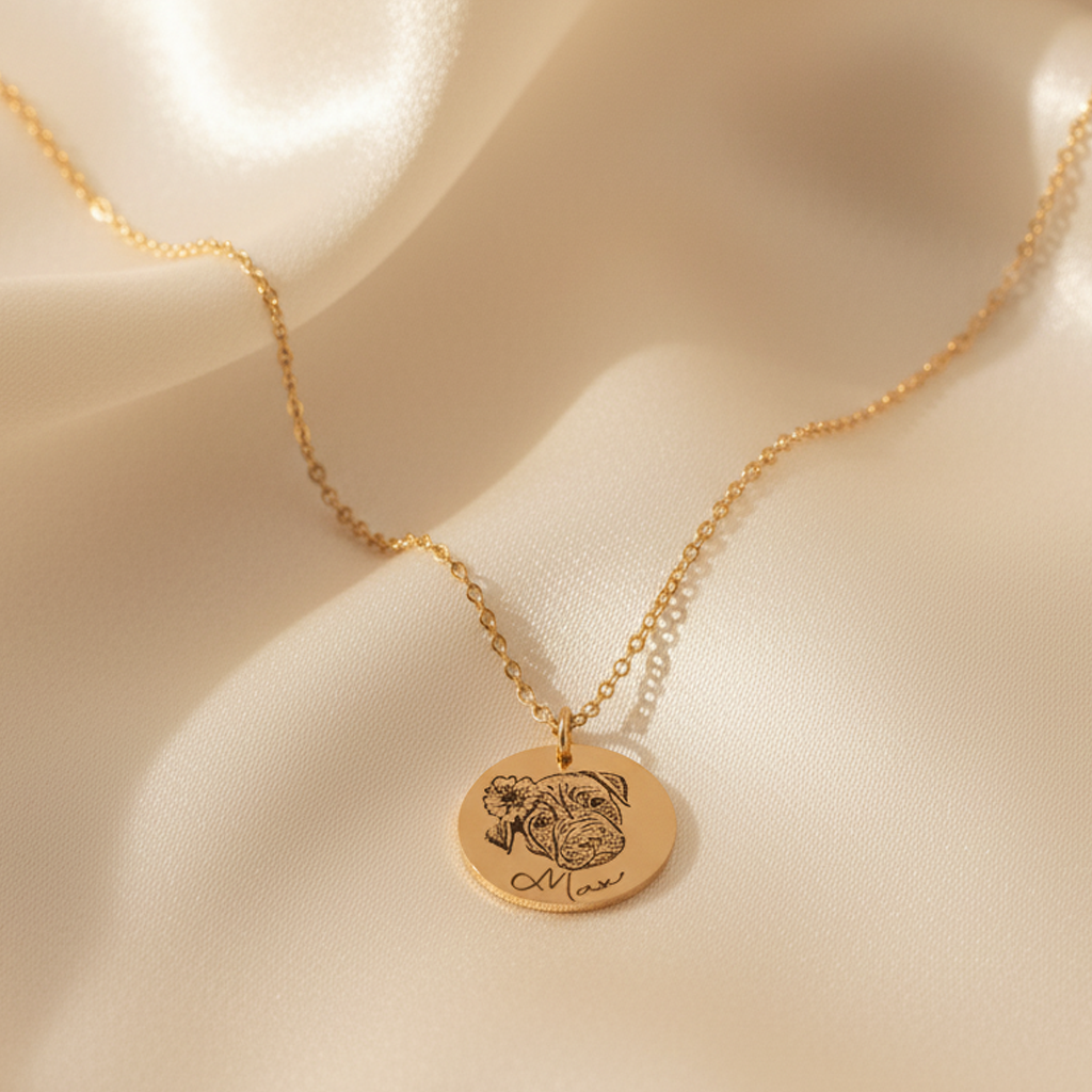Engraved Pet Portrait Necklace