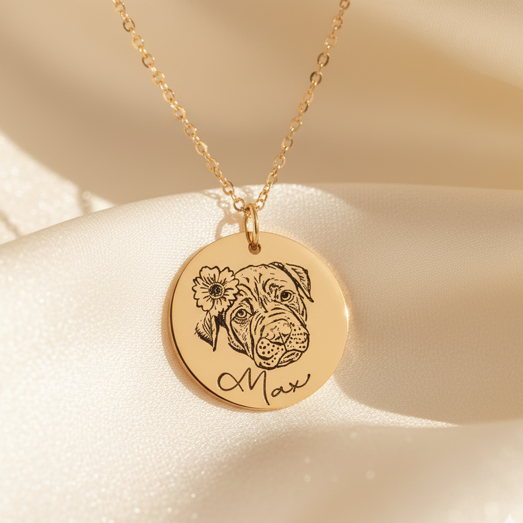 Engraved Pet Portrait Necklace