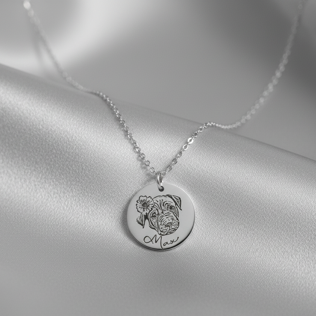 Engraved Pet Portrait Necklace
