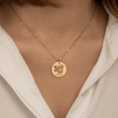 Fine Chain Engraved Pet Portrait Necklace