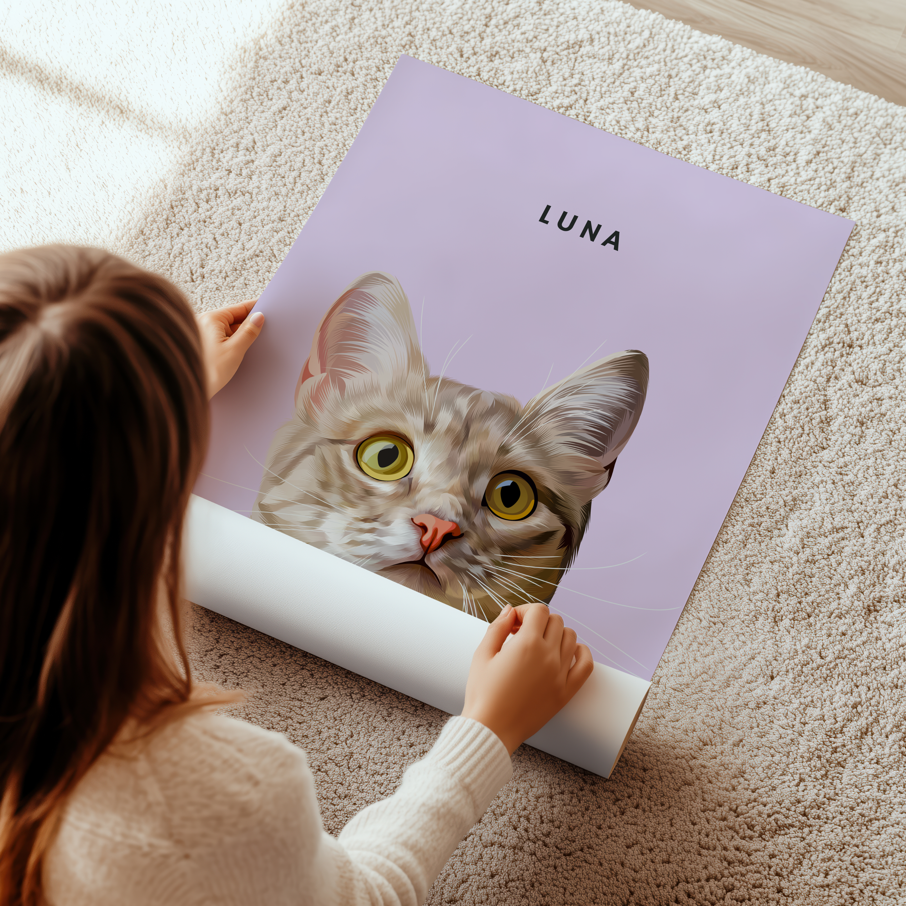 Modern Hand-Drawn Pet Portrait