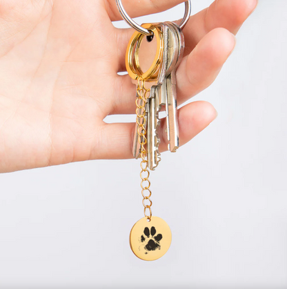 Paw Print & Name Keychain